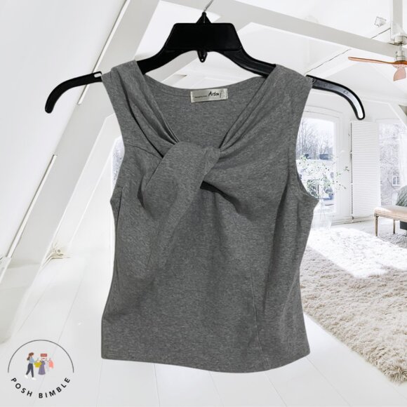 Arden J Gray Sleeveless Top with Front Knot Detail | Chic & Flattering - Picture 1 of 8